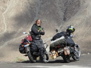 Brie Austin motorcycling in the Himalayas